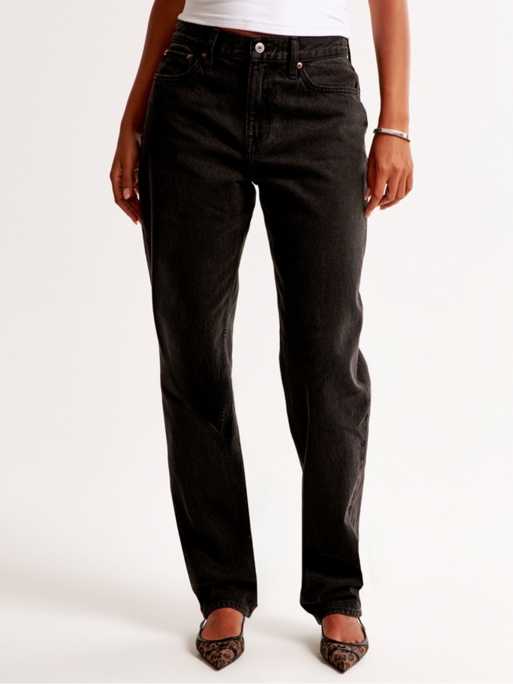 Abercrombie & Fitch Lowrise Stacked Taper Black Jeans 28S